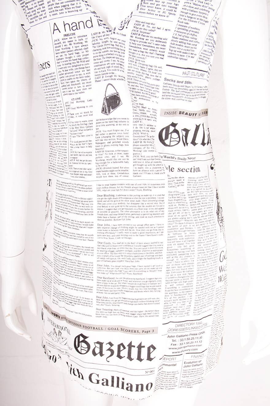 Gray John Galliano Iconic Newspaper Print Dress