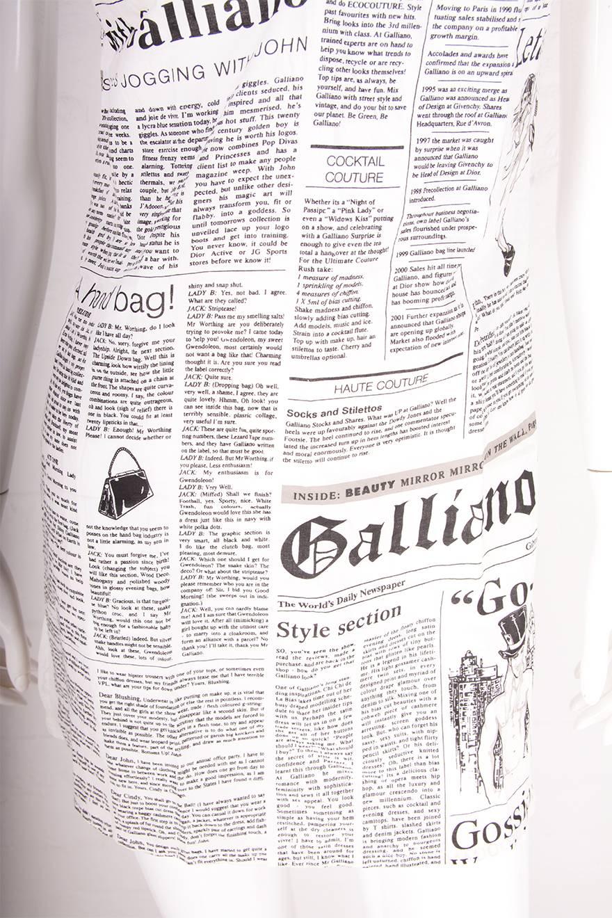 John Galliano Iconic Newspaper Print Dress In Excellent Condition In Brunswick West, Victoria
