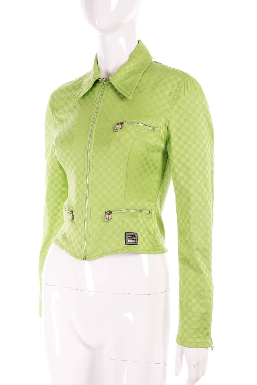 Green Versace Jeans Couture 90s Zip Up Jacket