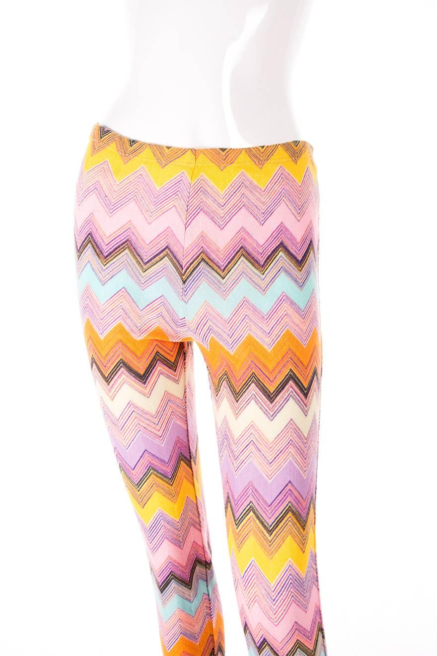 Beige Missoni 90s Zig Zag Knit Pants