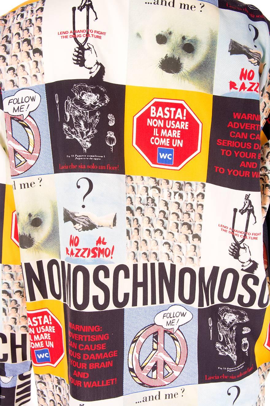 Women's or Men's Moschino 1990s Slogan Printed Shirt