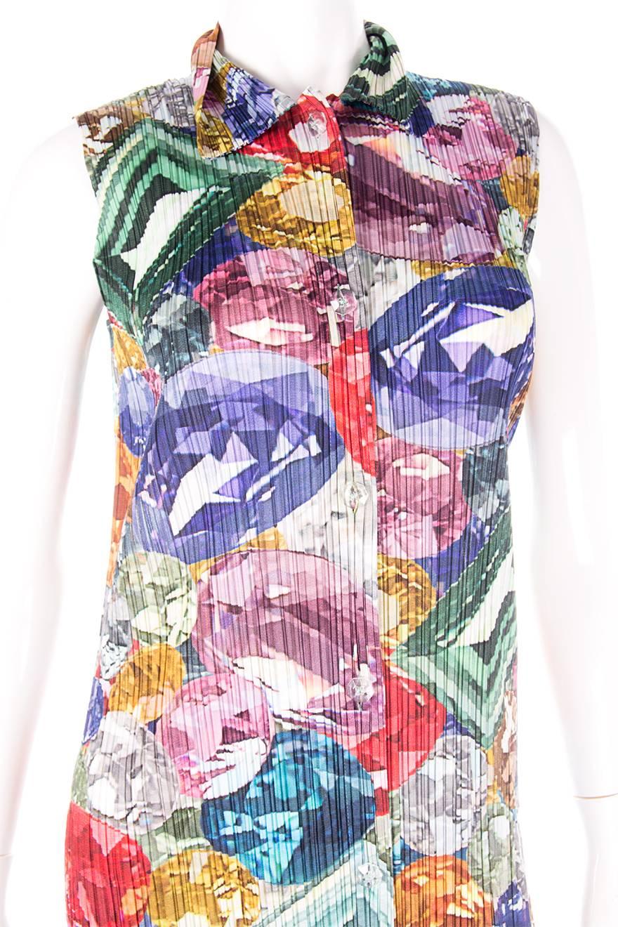 Issey Miyake Pleats Please Gemstone Printed Dress In Excellent Condition In Brunswick West, Victoria