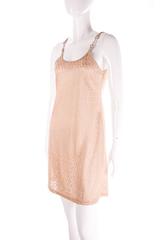 Gucci 1990s Allover Logo Print Sheer Nude Dress