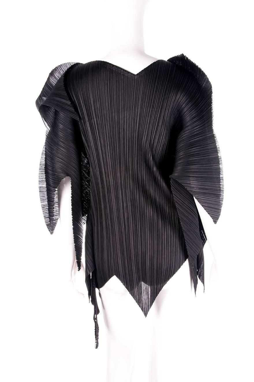 Black Issey Miyake Pleats Please Rare Exclamation Mark Top For Sale
