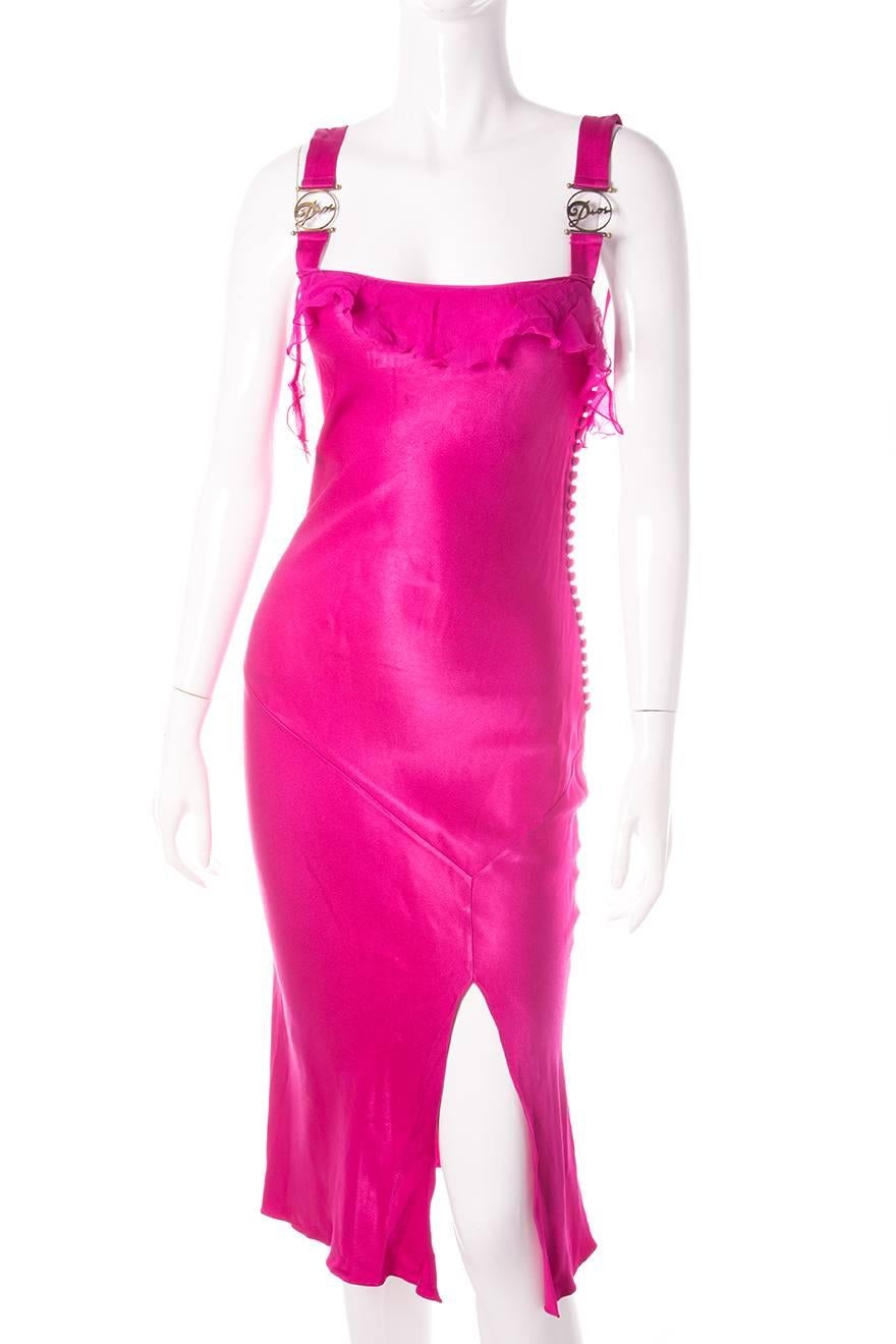 Women's Christian Dior John Galliano Hot Pink Silk Dress