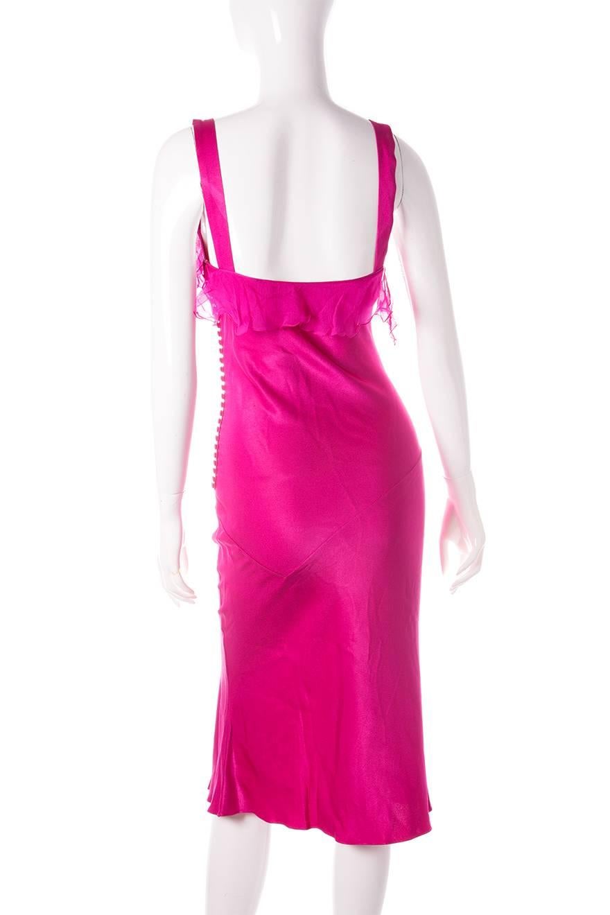 Christian Dior John Galliano Hot Pink Silk Dress 1