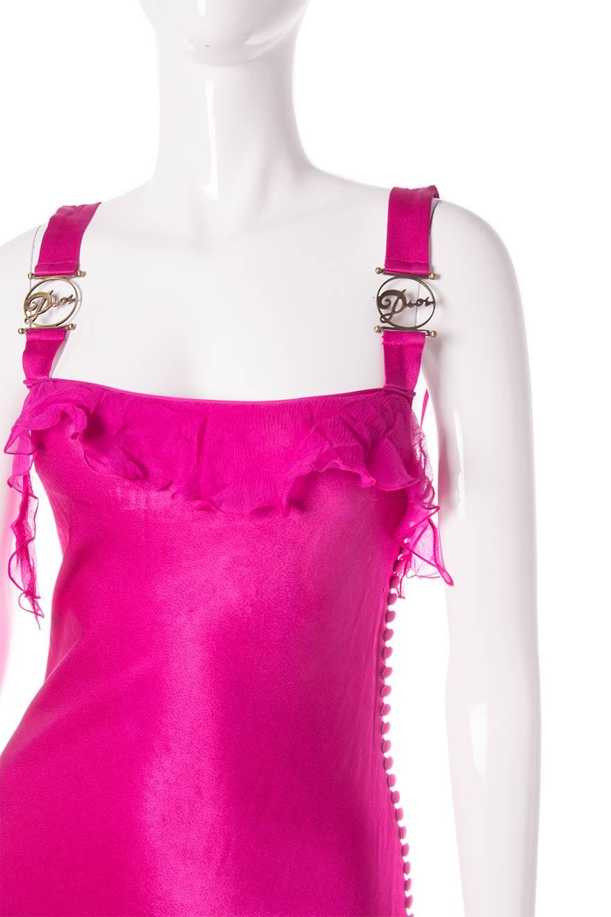 Christian Dior John Galliano Hot Pink Silk Dress 2