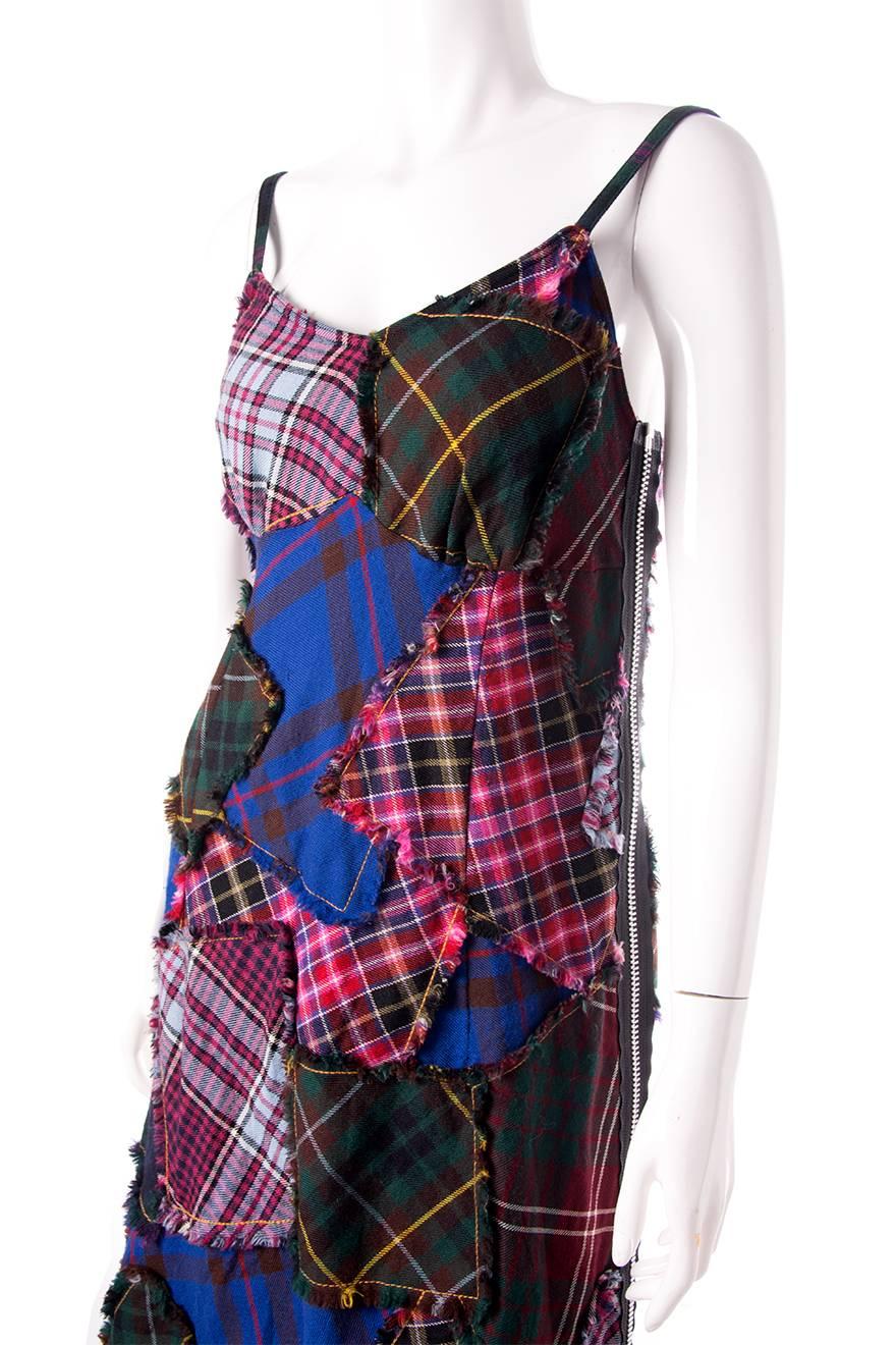 Comme Des Garcons Plaid Patchwork Punk Inspired Deconstructed Dress In Excellent Condition In Brunswick West, Victoria