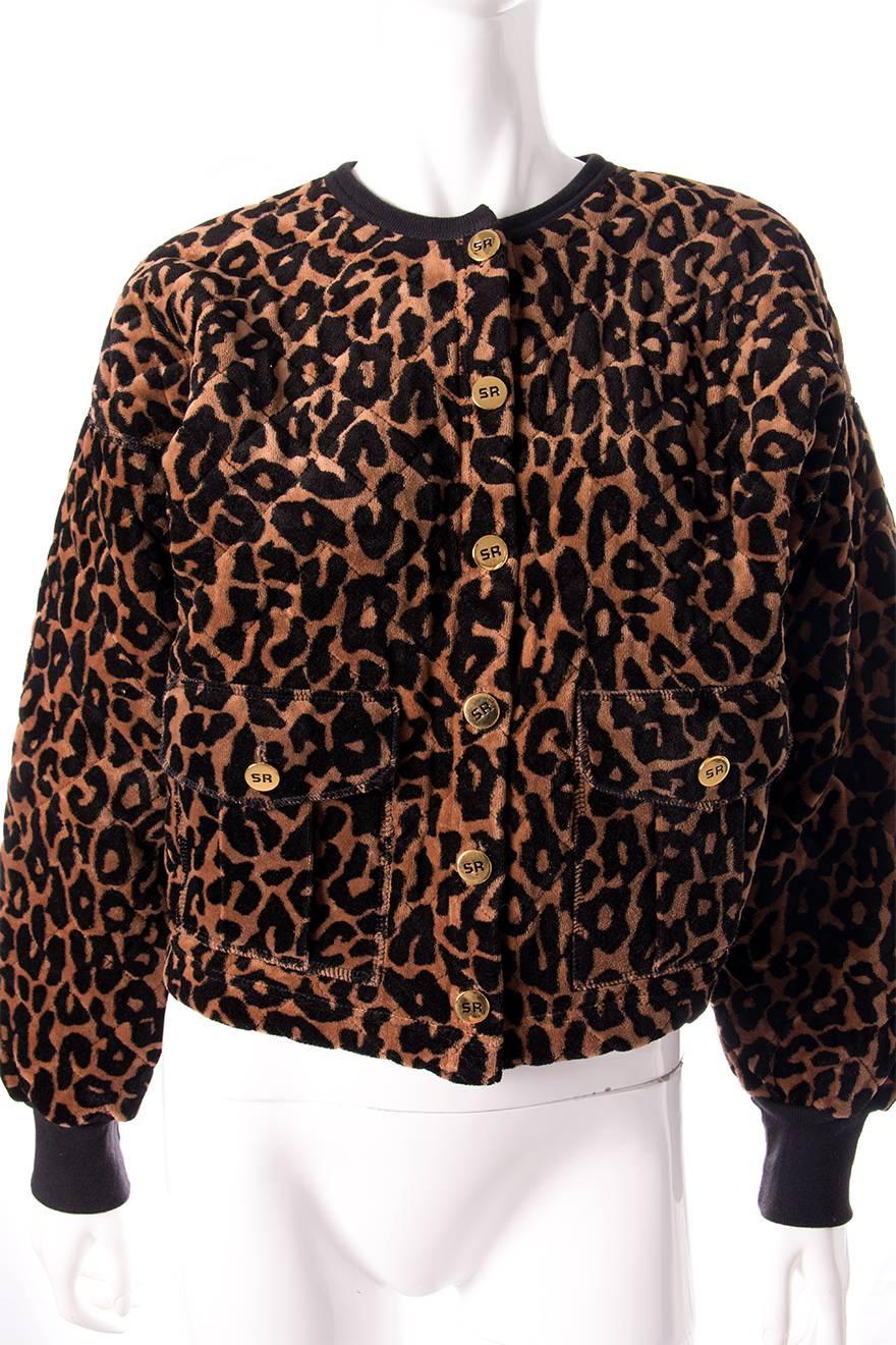 Sonia Rykiel 80s Leopard Animal Print Quilted Jacket In Excellent Condition For Sale In Brunswick West, Victoria