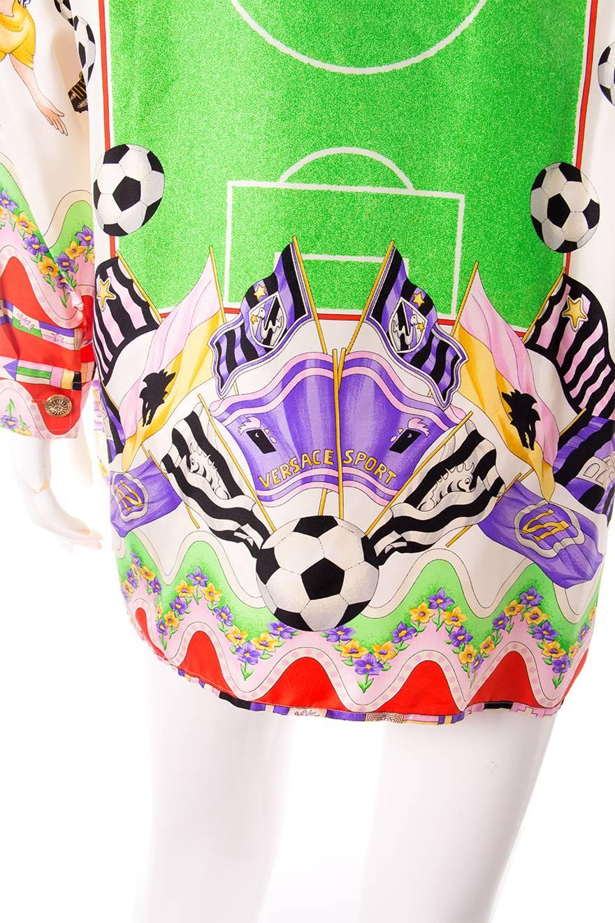 Women's Gianni Versace Sport Soccer Football Print Shirt