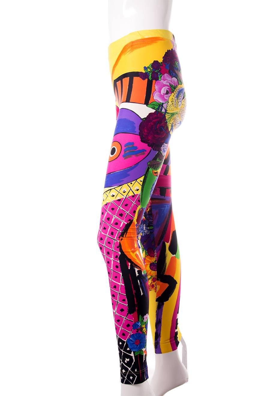Gianni Versace Pop Art Print Leggings In Excellent Condition In Brunswick West, Victoria