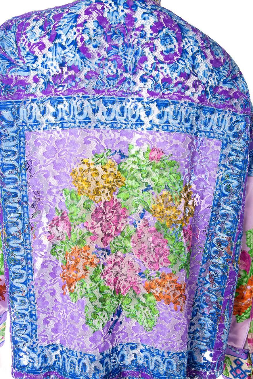 Gianni Versace Rare Silk Floral Lace Cutwork Baroque Shirt For Sale 2