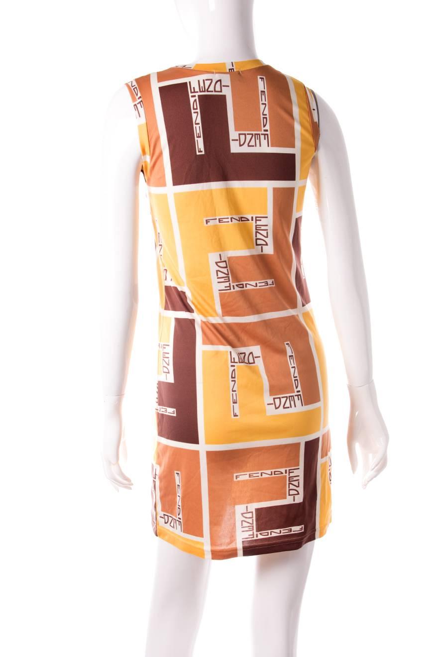 Fendi Allover Logo Print Dress In Excellent Condition In Brunswick West, Victoria