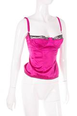 Dolce and Gabbana D&G Hot Pink Lace Bustier Corset Top