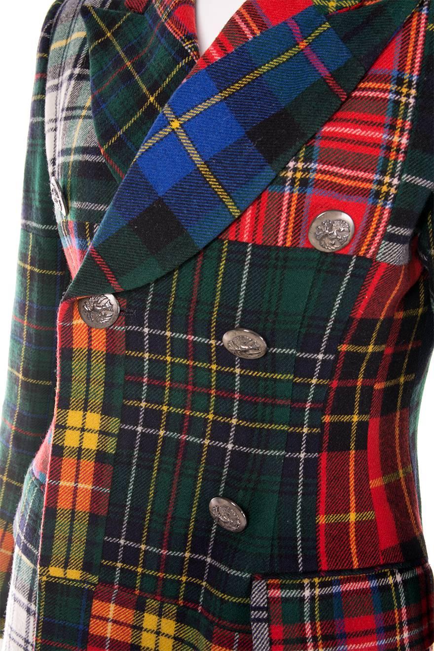 Dolce and Gabbana Plaid Tartan Patchwork Jacket In Excellent Condition In Brunswick West, Victoria