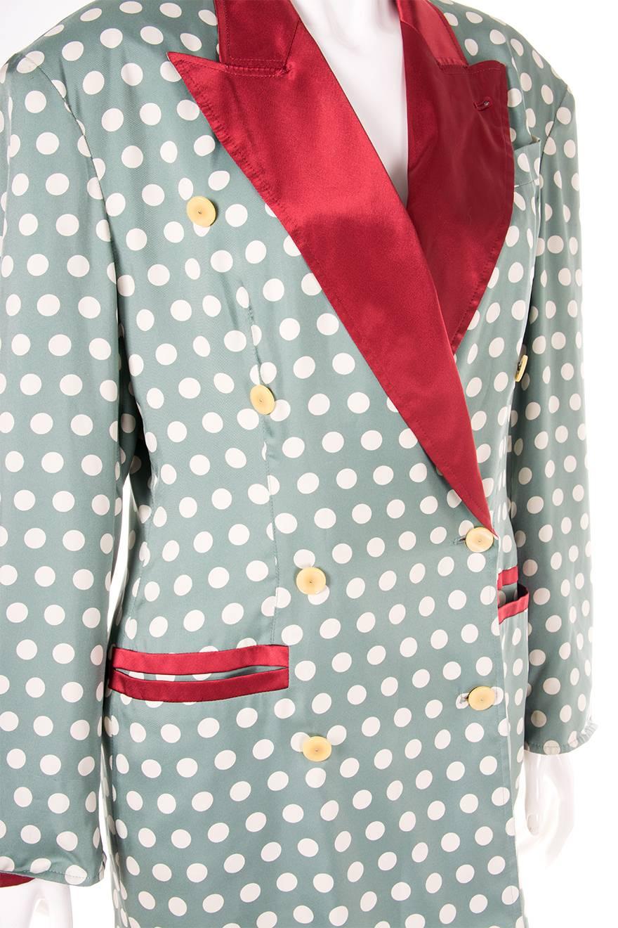 Women's Jean Paul Gaultier Polka Dot Silk Double Breasted Jacket Blazer For Sale