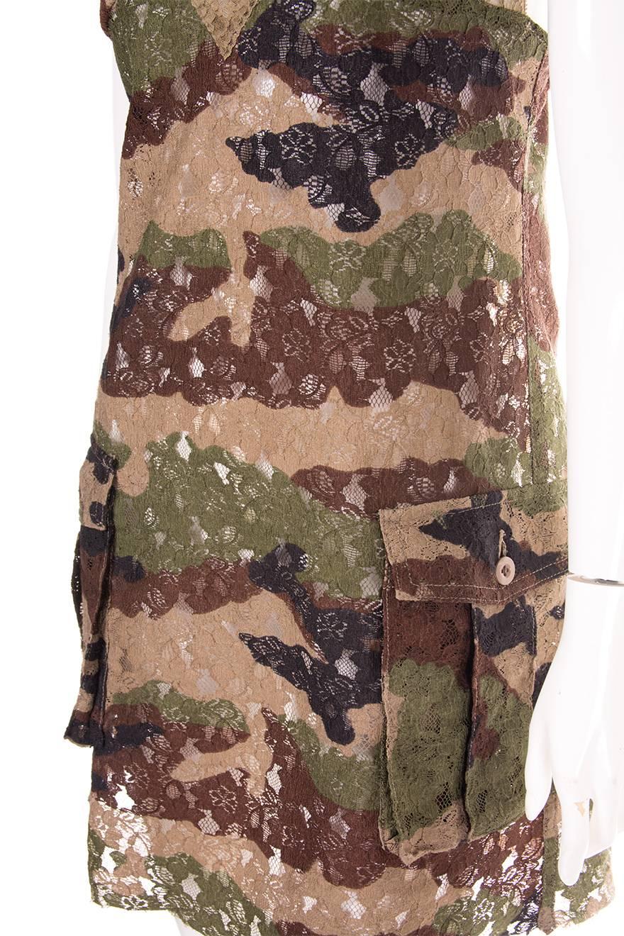 Junya Watanabe Comme Des Garcons Sheer Lace Camo Slip Dress In Excellent Condition In Brunswick West, Victoria