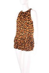 Christian Dior Leopard Animal Print Ruffle Tunic Top