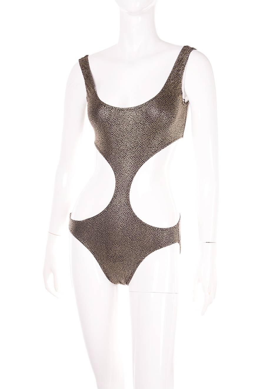 Gray Norma Kamali Cutout Metallic 80s Swimsuit