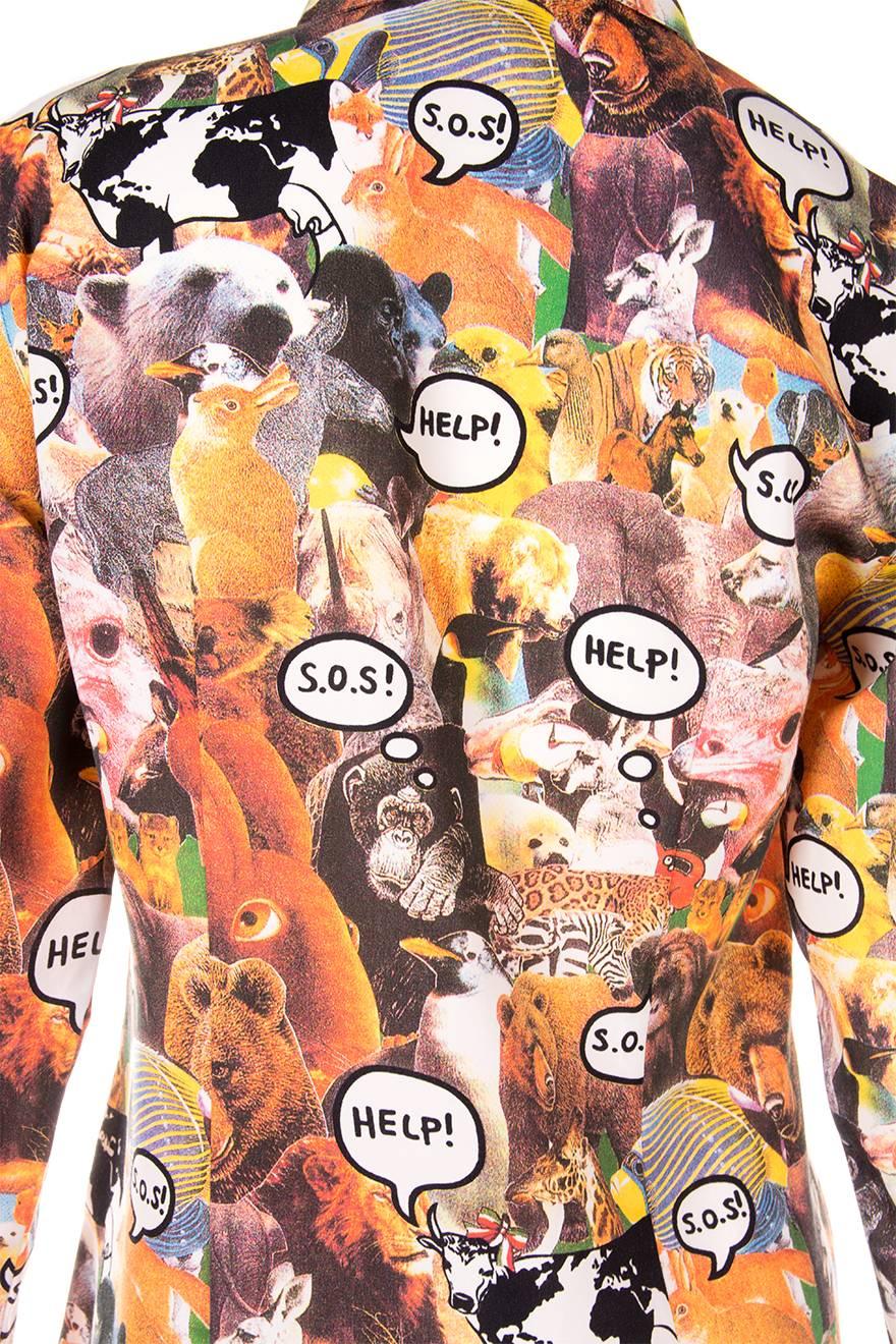 Moschino Rare Animal Photo Print Shirt In Excellent Condition For Sale In Brunswick West, Victoria