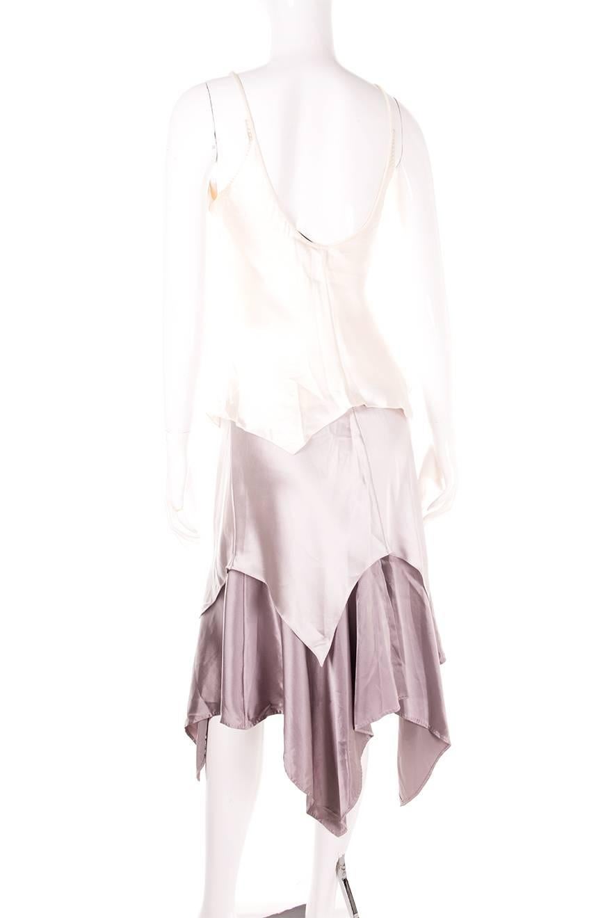 Gray Yves Saint Laurent Rive Gauche Tom Ford Silk Layered Slip Dress