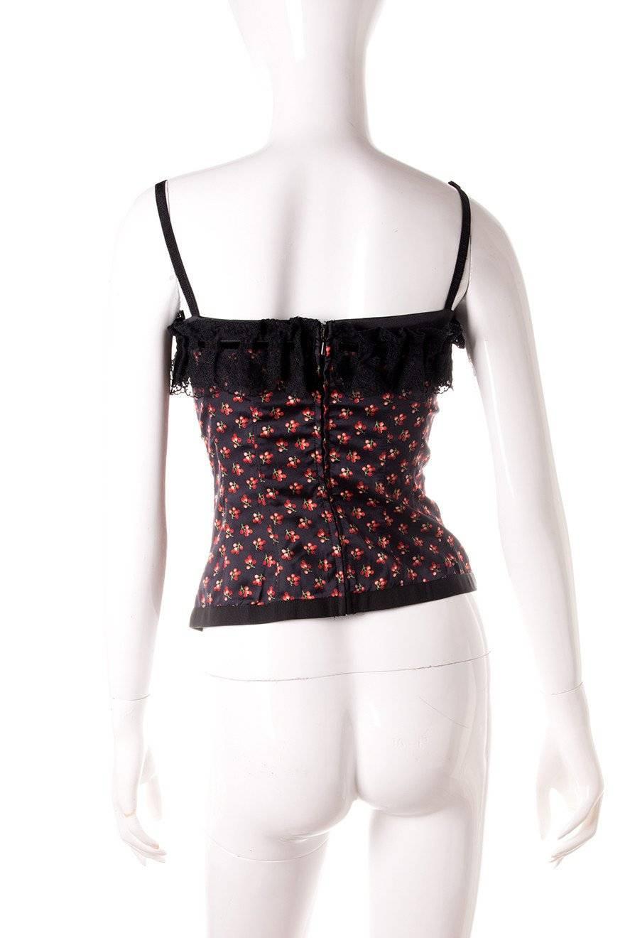 Dolce and Gabbana D&G Cherry Print Bustier In Excellent Condition For Sale In Brunswick West, Victoria