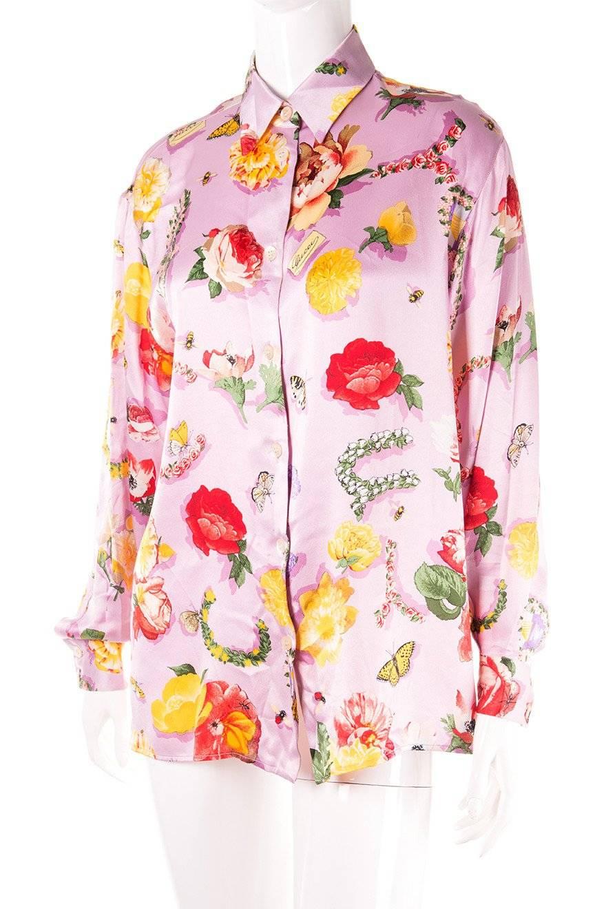 Gucci Tom Ford Silk Floral Top In Excellent Condition In Brunswick West, Victoria