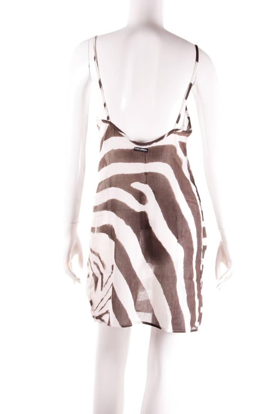 Gray Dolce and Gabbana Sheer Zebra Print Dress For Sale
