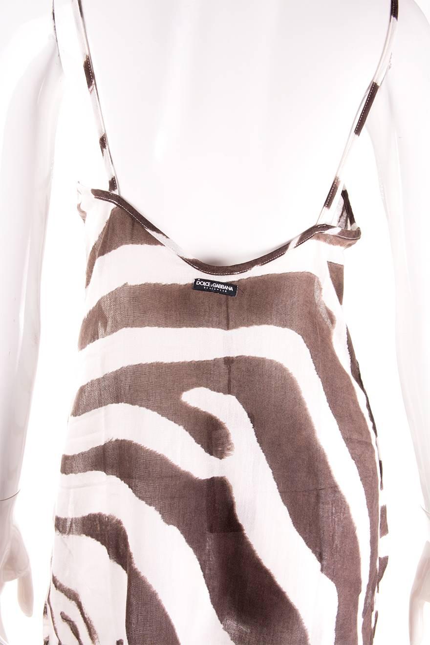 Dolce and Gabbana Sheer Zebra Print Dress In Excellent Condition For Sale In Brunswick West, Victoria