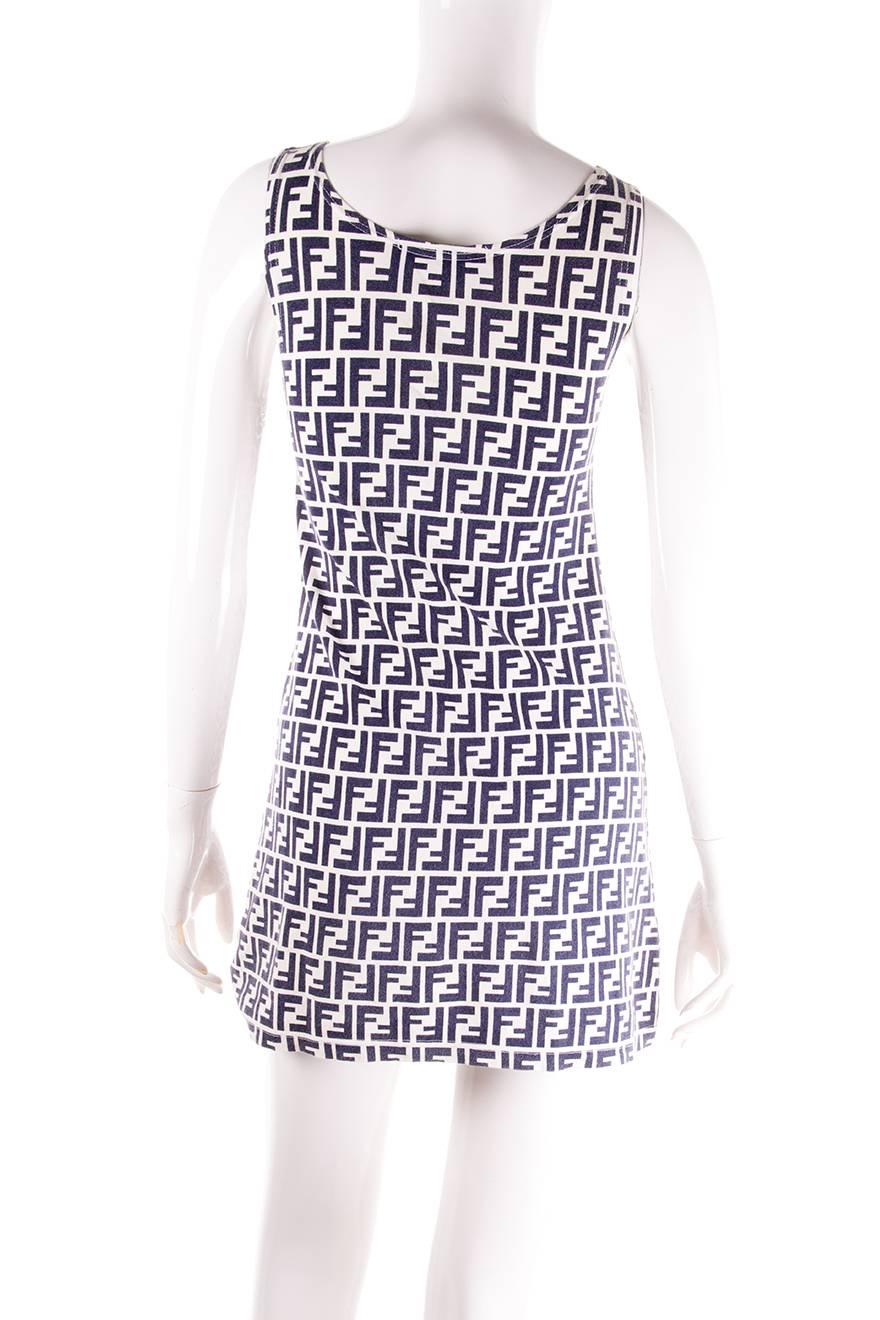 

Shift dress by Fendi in an allover monogram print in blue and white.  Circa 90s.

Very good condition demonstrating minor overall wear.

Marked size: No marked size

To fit: S

 

Chest: 39 cm

Waist: 37 cm

Length: 76 cm
