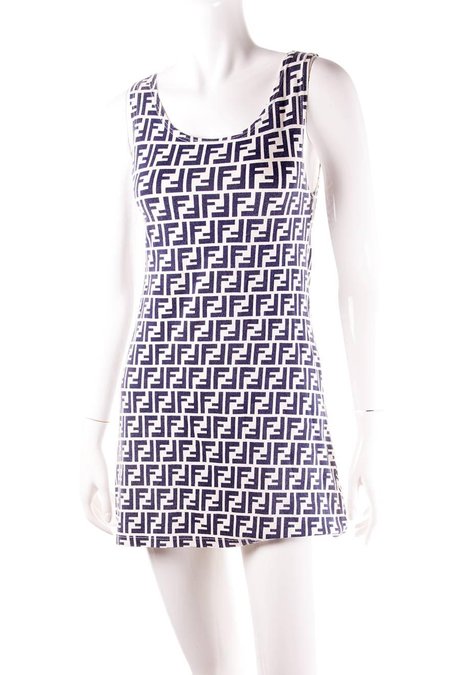 Gray Fendi Monogram Print Dress For Sale