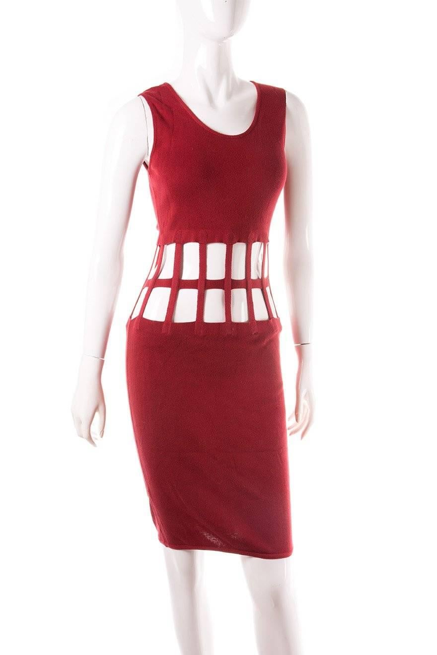Red Jean Paul Gaultier Cutout Cage Dress For Sale