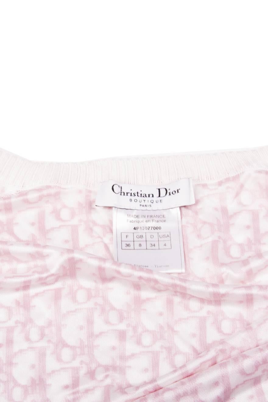 Beige Christian Dior Pink Monogram Zip Up Top