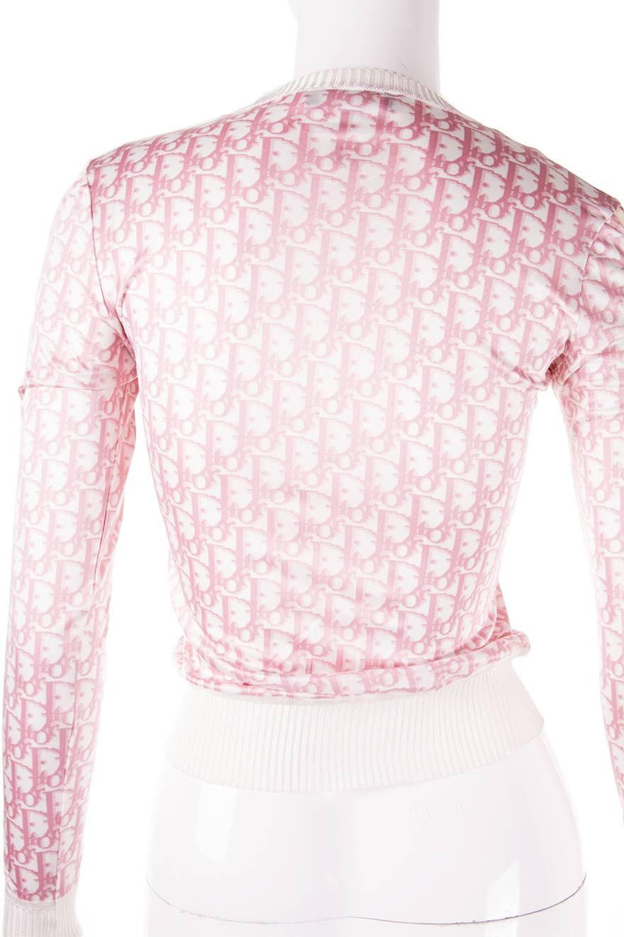 Christian Dior Pink Monogram Zip Up Top In Excellent Condition In Brunswick West, Victoria