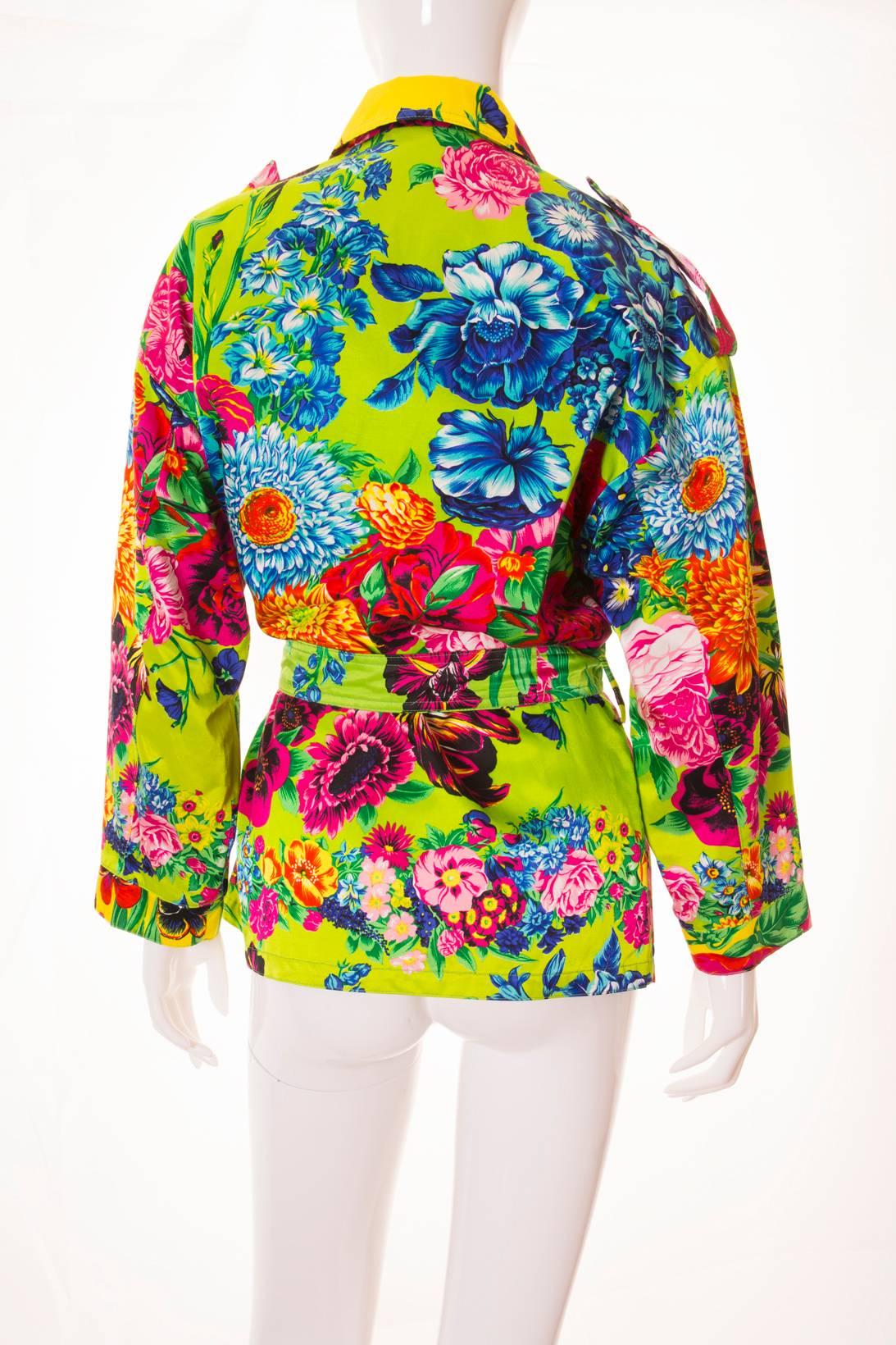 Beige Versus Versace Tropical Floral Print Coat