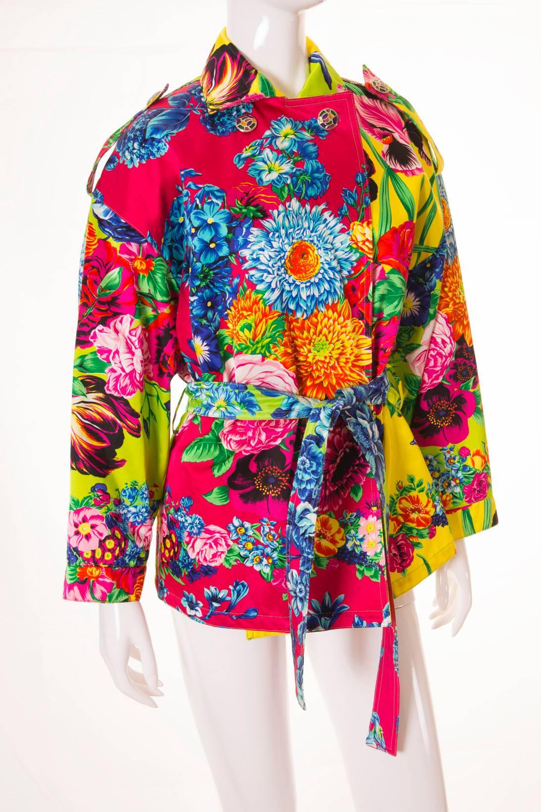 Versus Versace Tropical Floral Print Coat In Excellent Condition In Brunswick West, Victoria