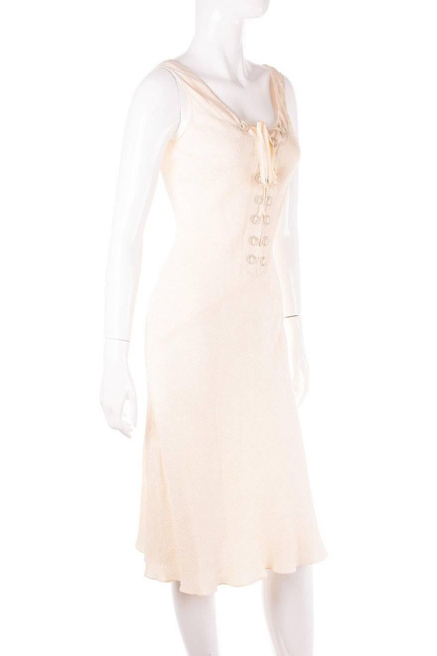 White John Galliano Lace Up Dress For Sale