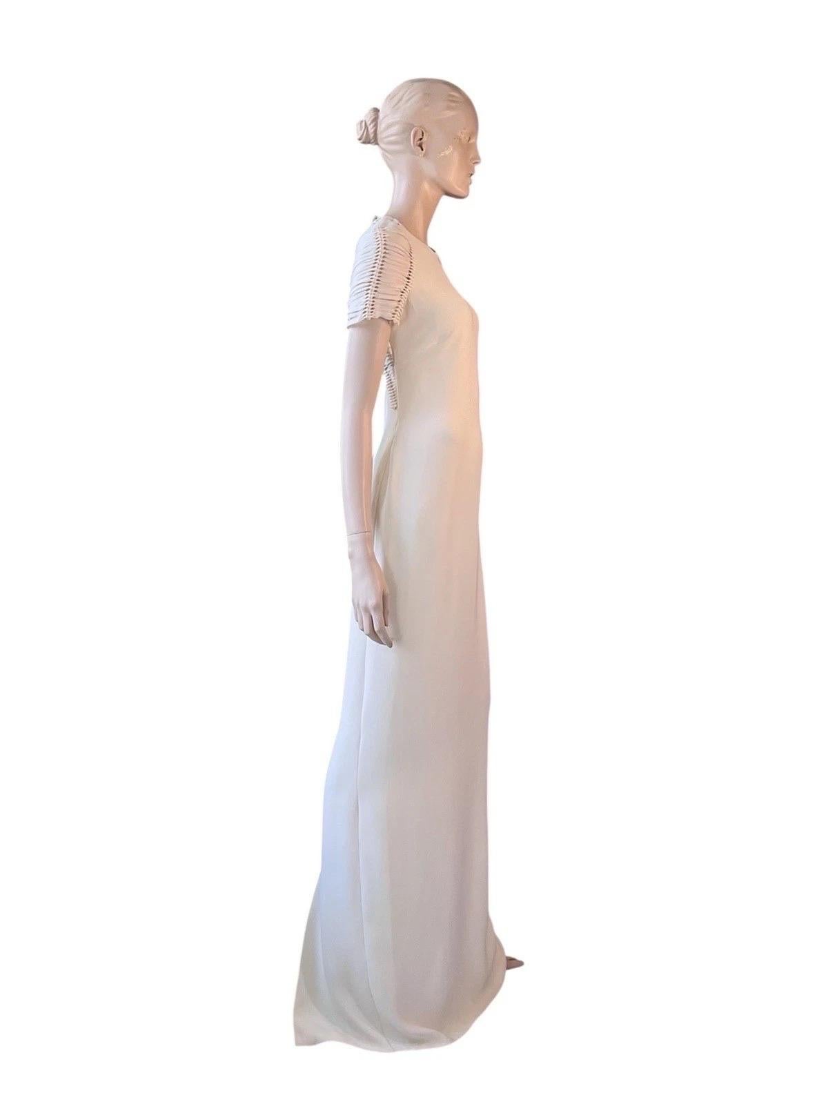 Ralph Lauren Purple Label Abito in seta bianca con maniche increspate in macramè, primavera 20 in vendita 3