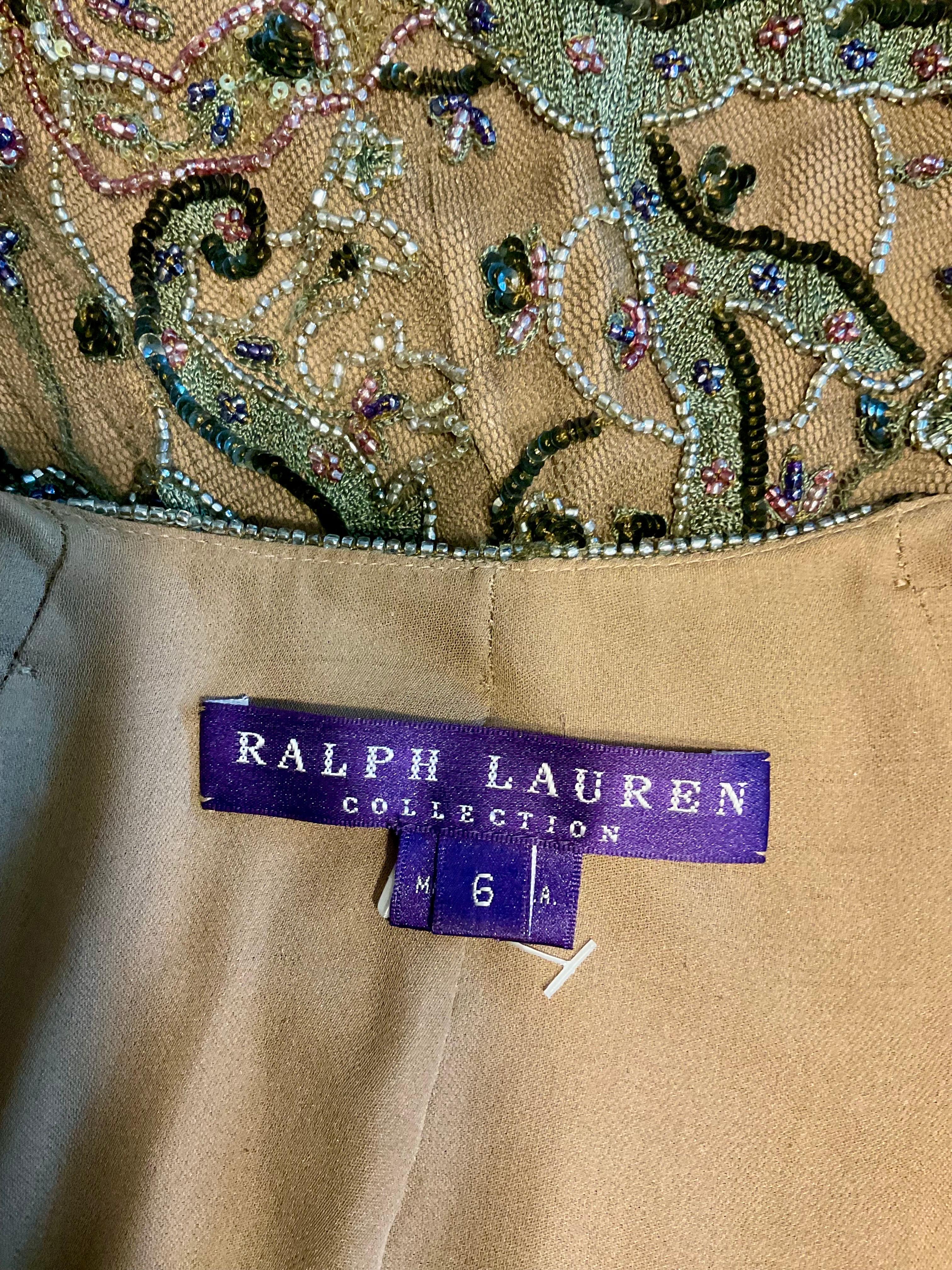 Ralph Lauren Collection'S Autunno 2001 - Abito in seta con perline e paisley con schiena aperta in vendita 10
