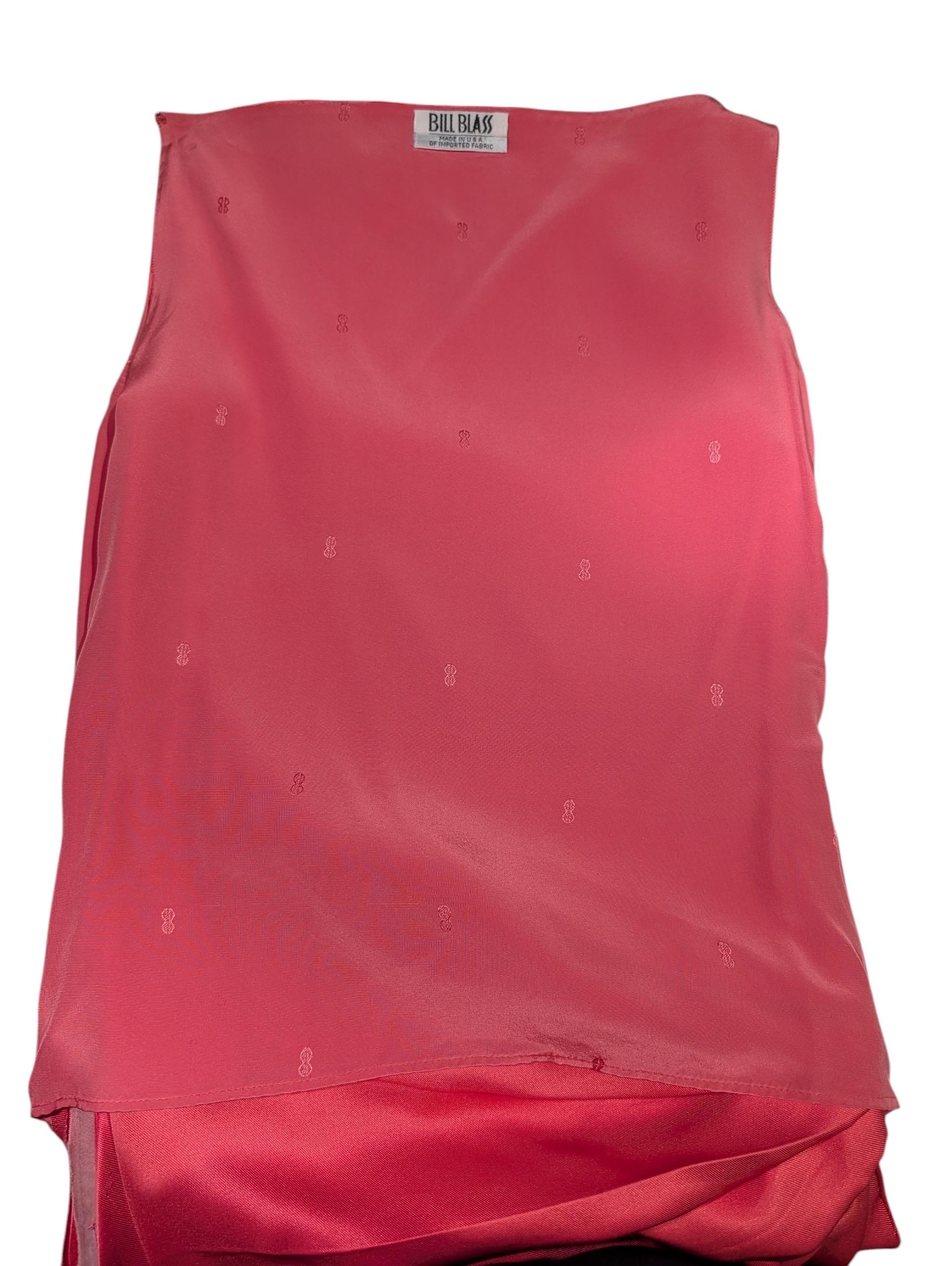 Robe de soirée en soie rose drapée Bill Blass Vintage - Made in USA Pour femmes en vente