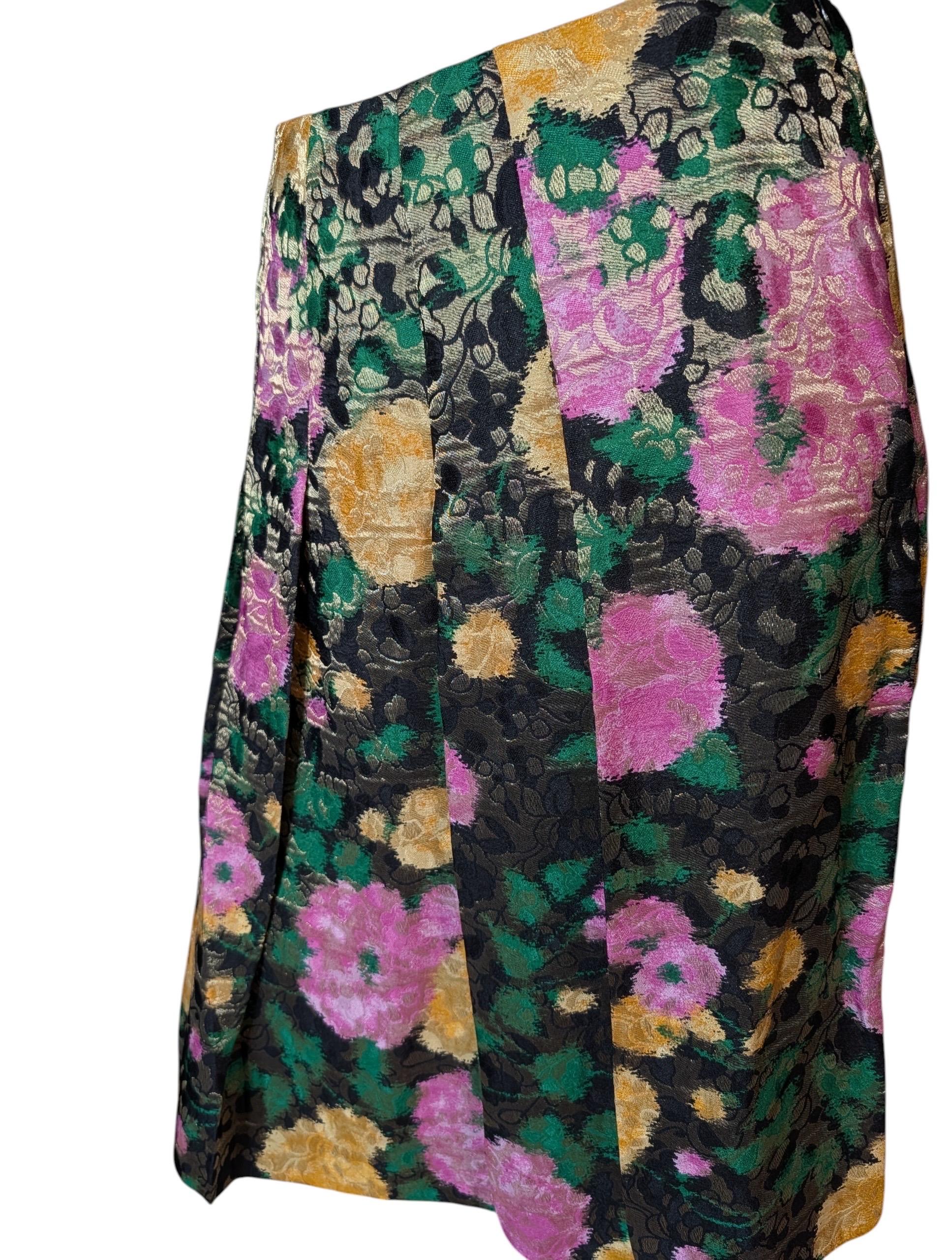 Miu Miu Primavera/Verano 2004 Falda plisada en jacquard de seda floral en venta 1