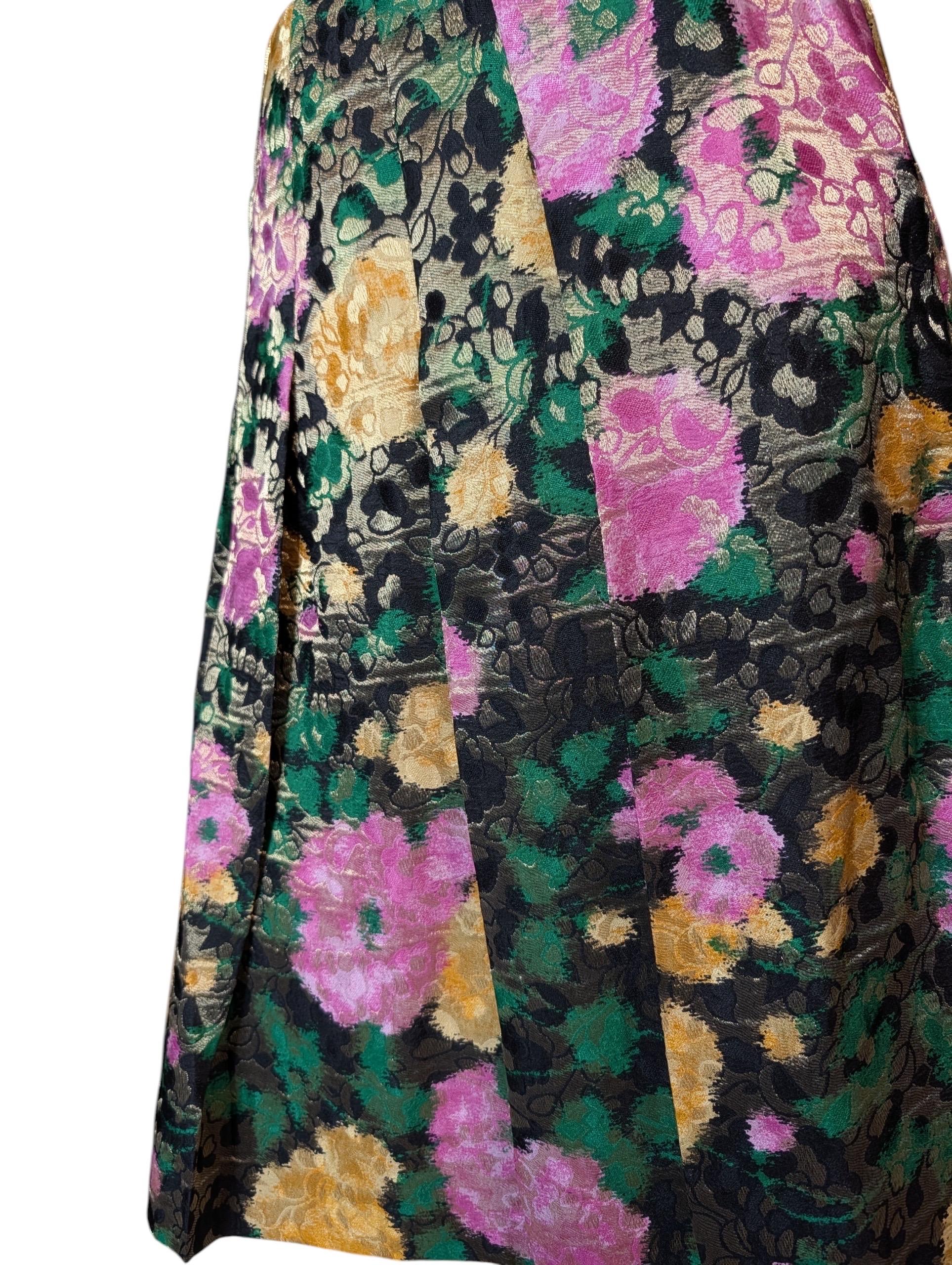 Miu Miu Primavera/Verano 2004 Falda plisada en jacquard de seda floral en venta 2