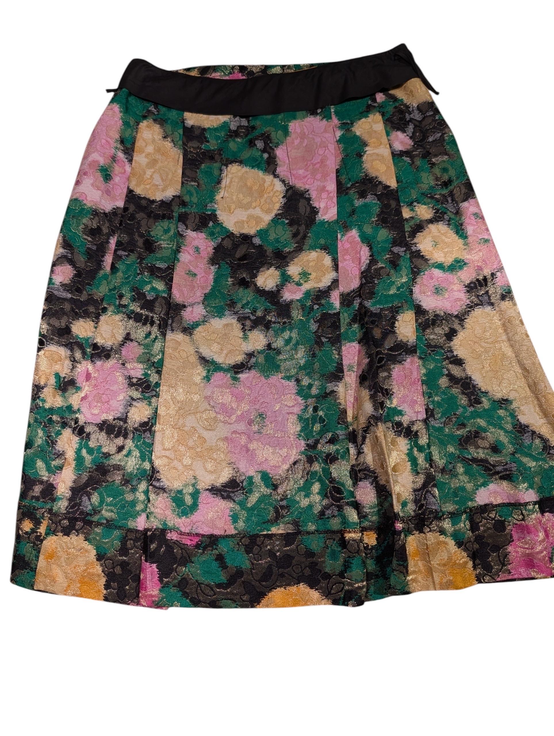 Miu Miu Primavera/Verano 2004 Falda plisada en jacquard de seda floral en venta 4