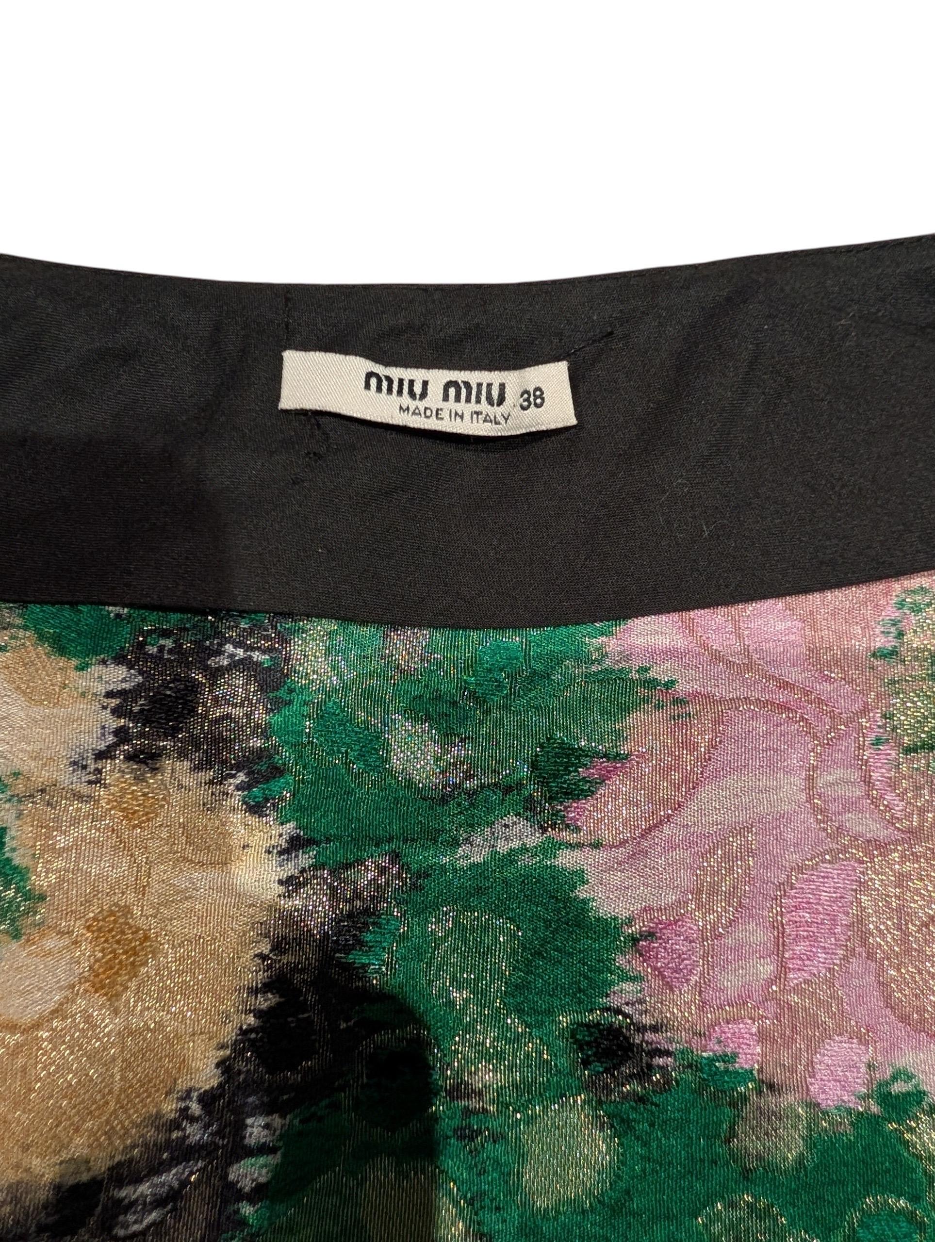Miu Miu Primavera/Verano 2004 Falda plisada en jacquard de seda floral en venta 3