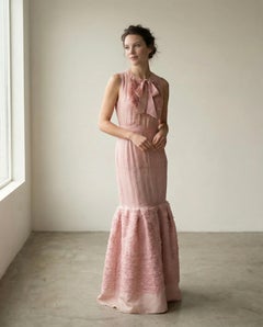 F/W 2008 Valentino Garavani Blush Pink Silk Halter Evening Gown with Ruffles