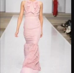 F/W 2008 Valentino Garavani Blush Pink Silk Halter Evening Gown with Ruffles