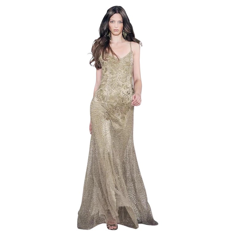 2009 Ralph Lauren Collection Purple Label Gold Hand-beaded Silk Gown For  Sale at 1stDibs