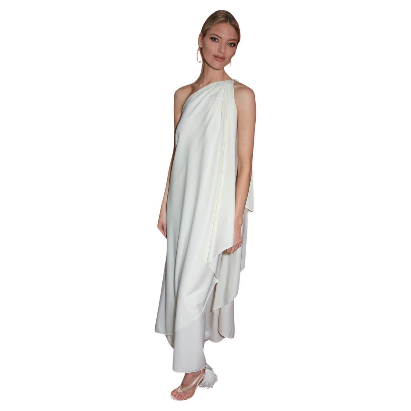 Halston White One-Shoulder Jersey Goddess Gown, Circa 1979 en vente