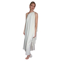 Halston White One-Shoulder Jersey Goddess Gown, Circa 1979