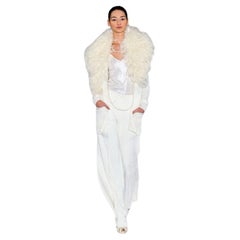 Ralph Lauren Purple Label Runway 2012 Feather-Trimmed Ivory Cardigan Ensemble